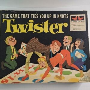 Vintage Twister Game By Milton Bradley 1966 Box, Mat And Spinner Included USA